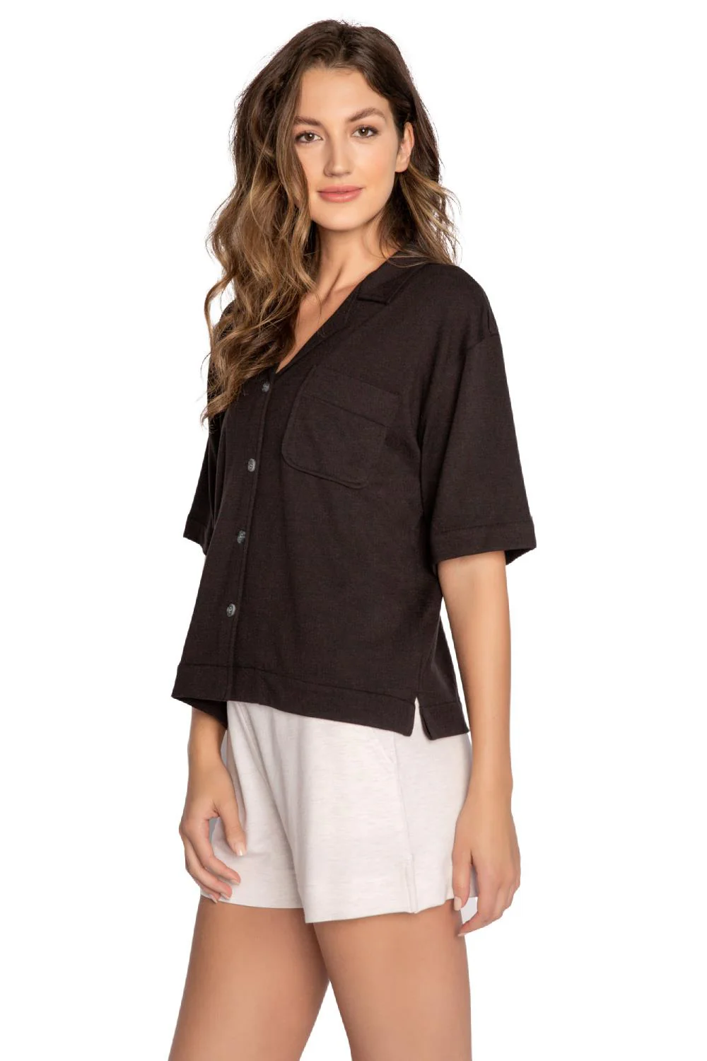 PJ salvage Jammie Essentials Short Sleeve Top RIJET-BLACK - Image 3